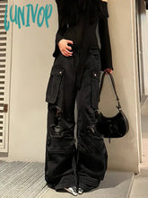 Lunivop Dark Academia Gyaru Cyber Punk Harajuku Streetwear Baddie Ripped Hole Y2K Baggy Jeans Low